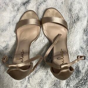 Gold Beige Ankle Strap High Heels